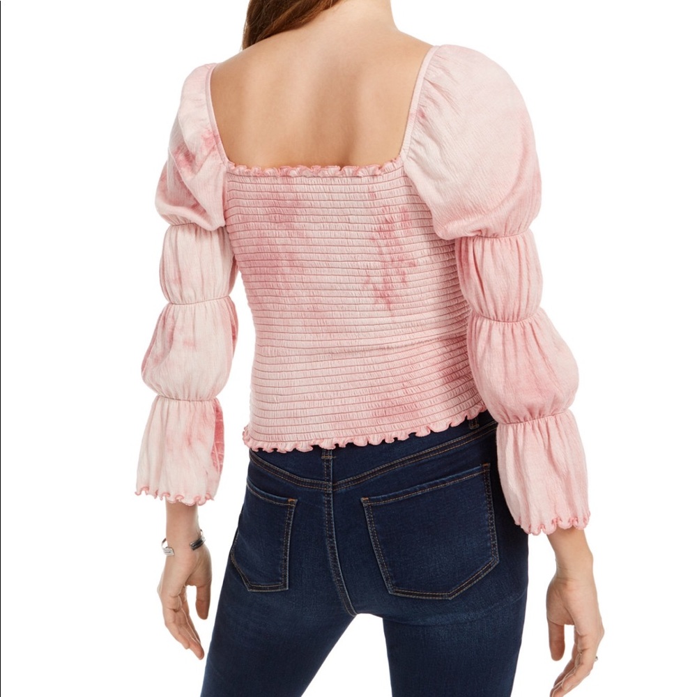 NWT REWASH Tie dyed smocked ruffle long sleeve top